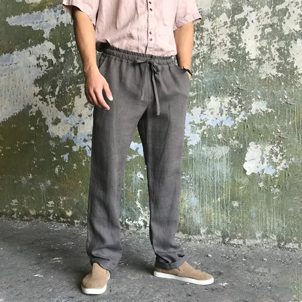 MATEAM Mens Cotton Linen Lightweight Elastic Waist Pants Loungewear Pants  Men 28 Apricot at Amazon Men's Clothing store